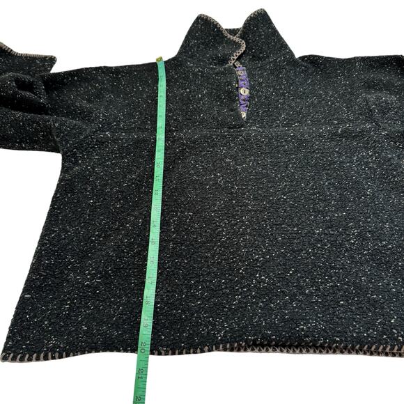 Vintage 90s Black Speckled Fleece Pullover Sweatshirt Oversized Small Women ALPS - Picture 9 of 10